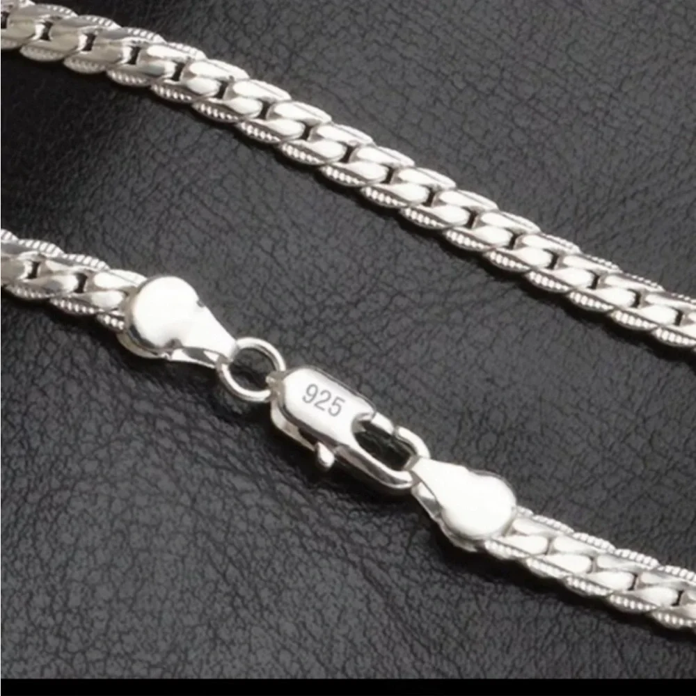 New 925 Unisex Sterling Silver Snake Necklace